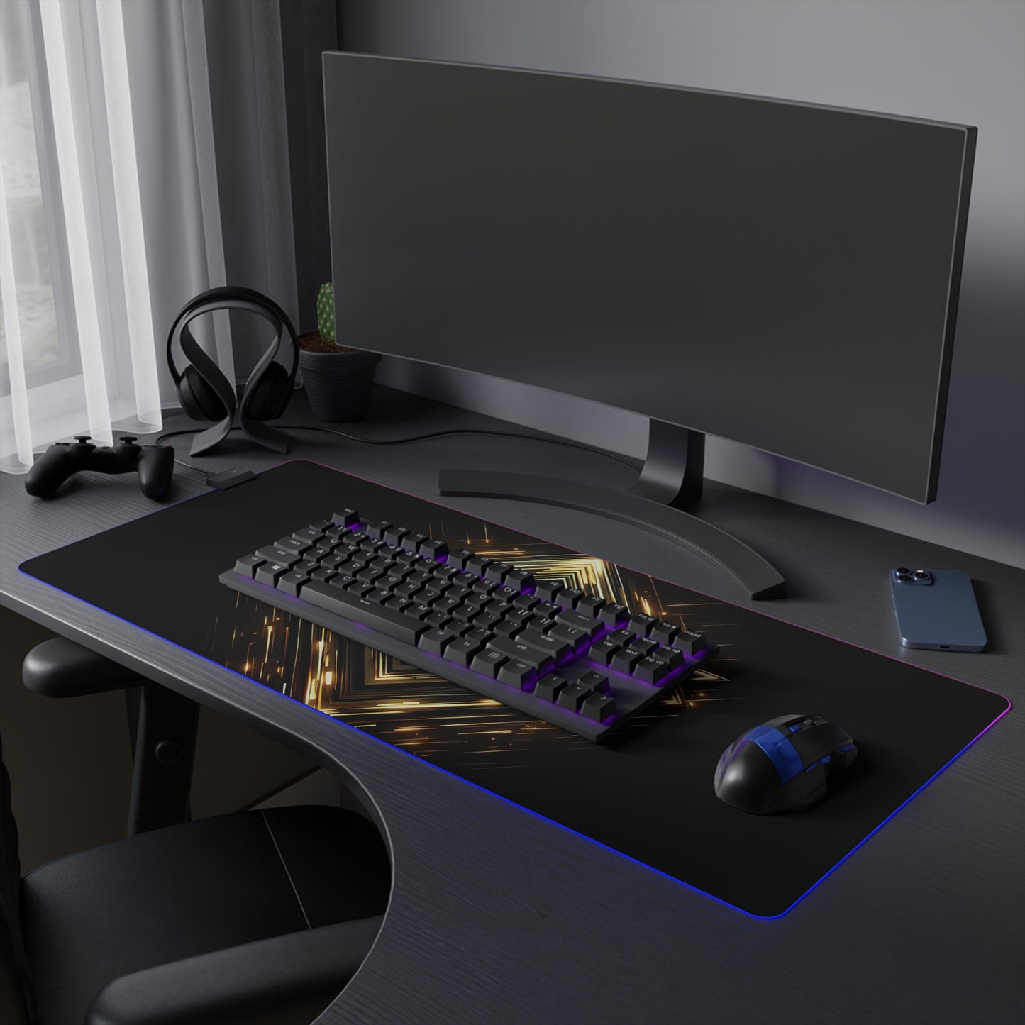 Golden Grid | LED Ghost Flux Gaming Mousepad