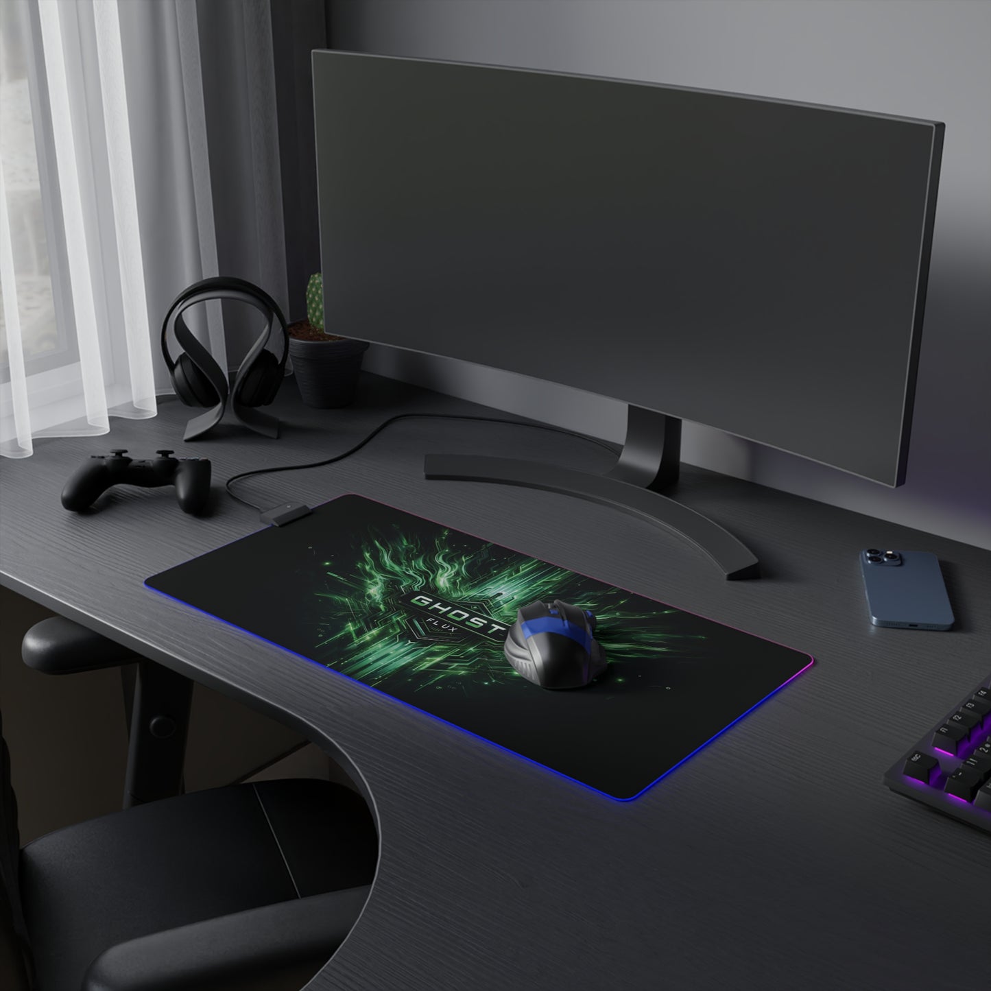 Circuitry Surge – Ghost Flux LED Gaming Mousepad