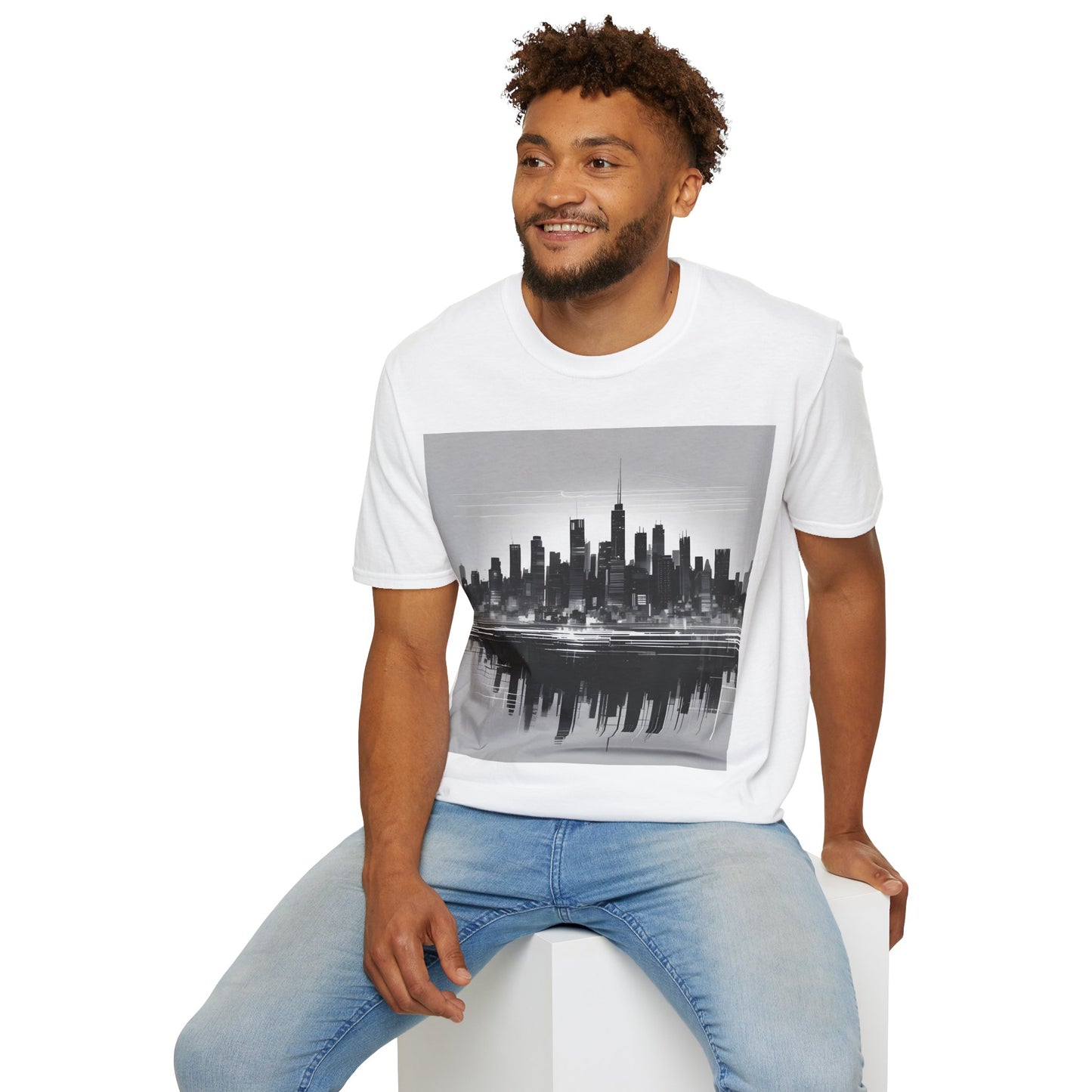 Grayscale Urban Skyline Tee