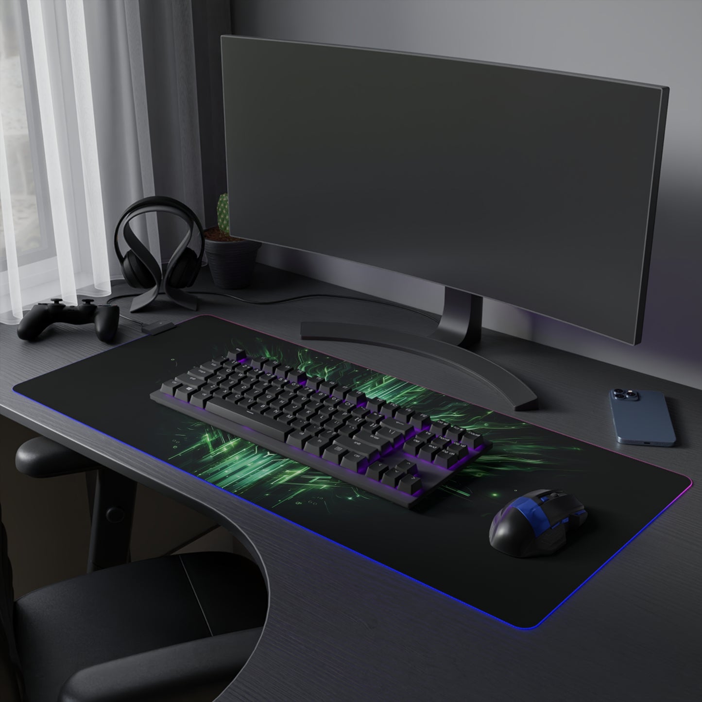 Circuitry Surge – Ghost Flux LED Gaming Mousepad