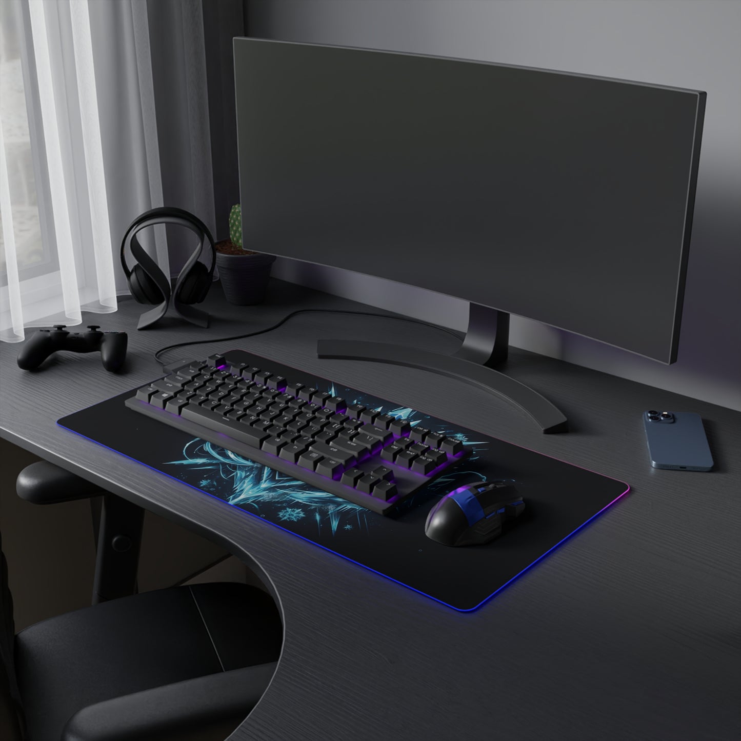 Ice Blue Tech Glow – Frozen Future RGB Mousepad