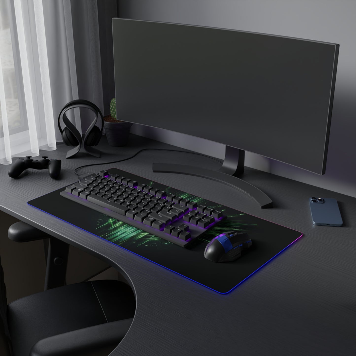 Circuitry Surge – Ghost Flux LED Gaming Mousepad