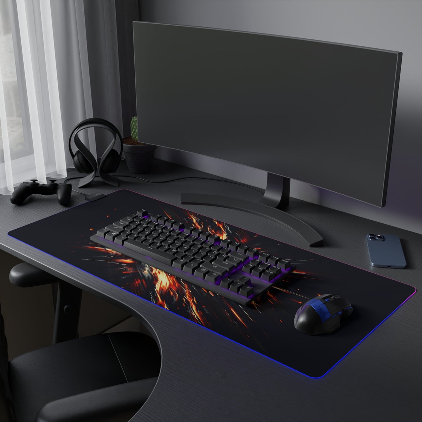 Fiery Orange Blaze – Inferno of Speed RGB Mousepad