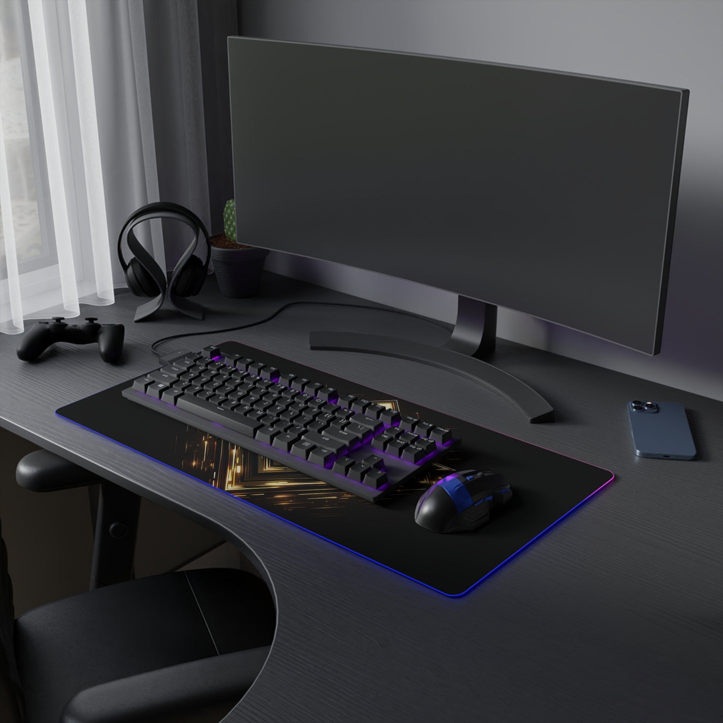 Golden Grid | LED Ghost Flux Gaming Mousepad