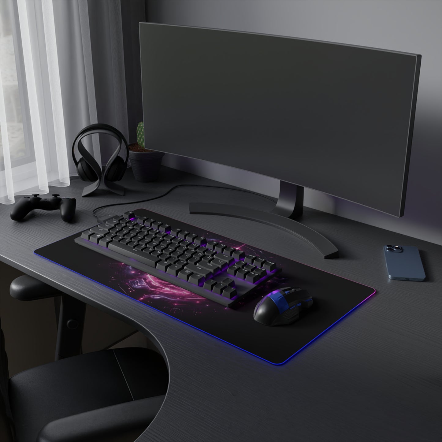 Nebula Nights – Ghost Flux LED Gaming Mousepad