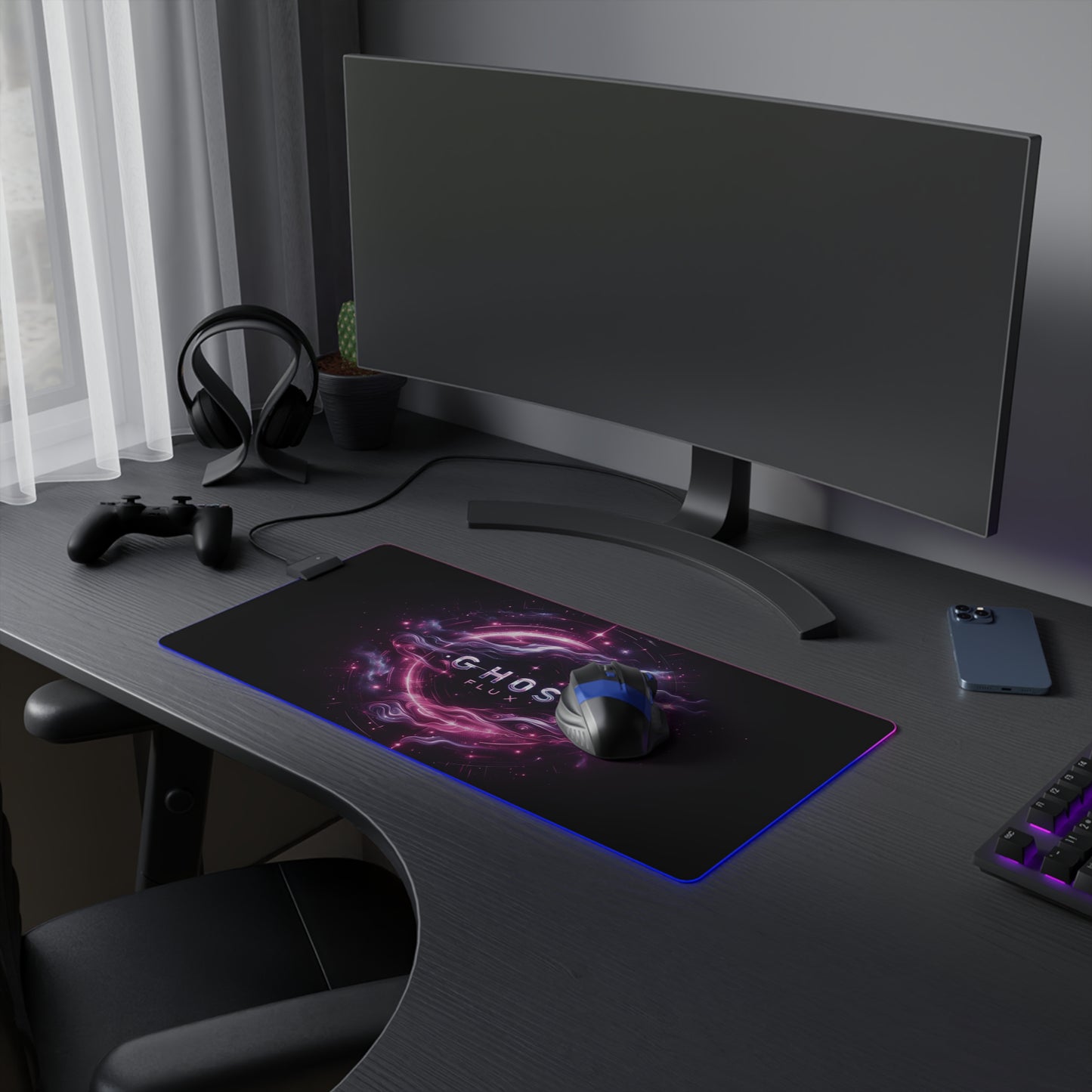 Nebula Nights – Ghost Flux LED Gaming Mousepad