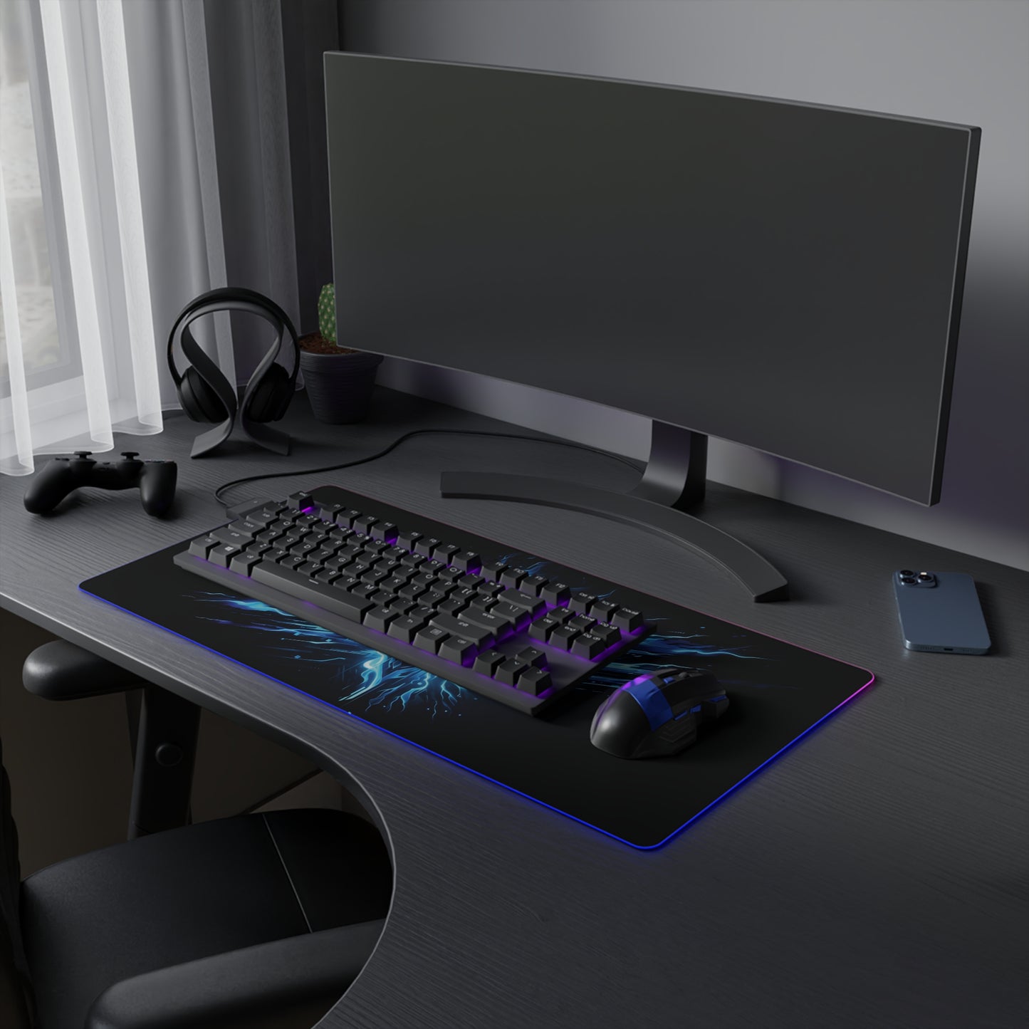 Lightning Strike | Ghost Flux Gaming Mousepad with RGB Lighting