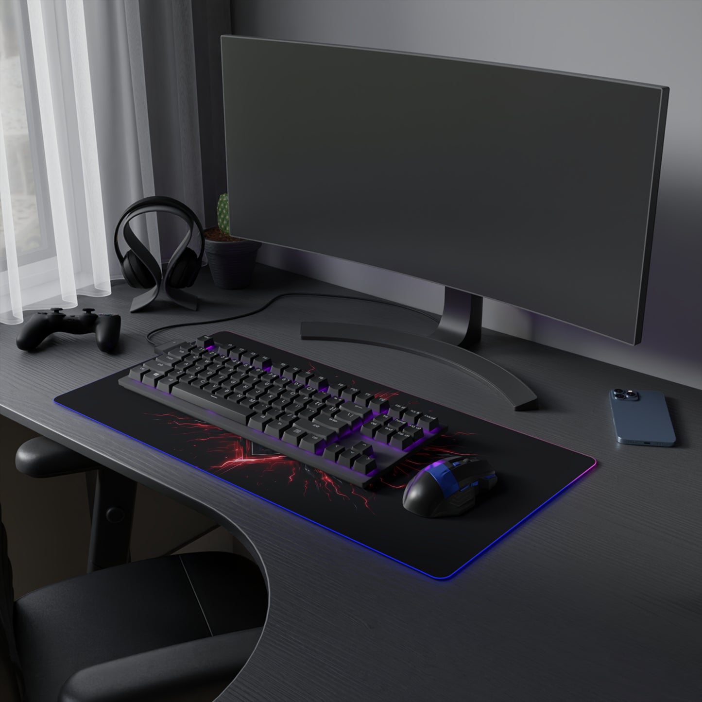 Crimson Electric Shock – Pulse of Power RGB Mousepad