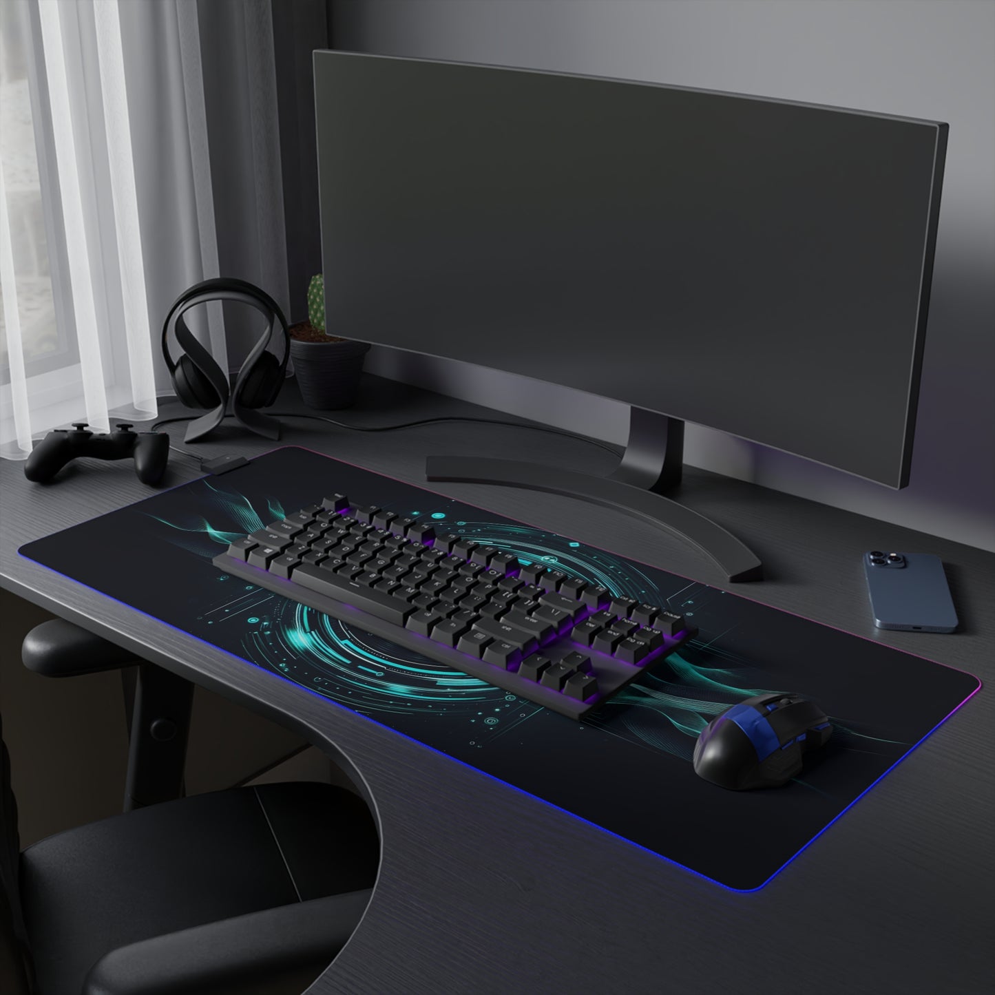 Turquoise Digital Wave – Pulsating Future RGB Mousepad