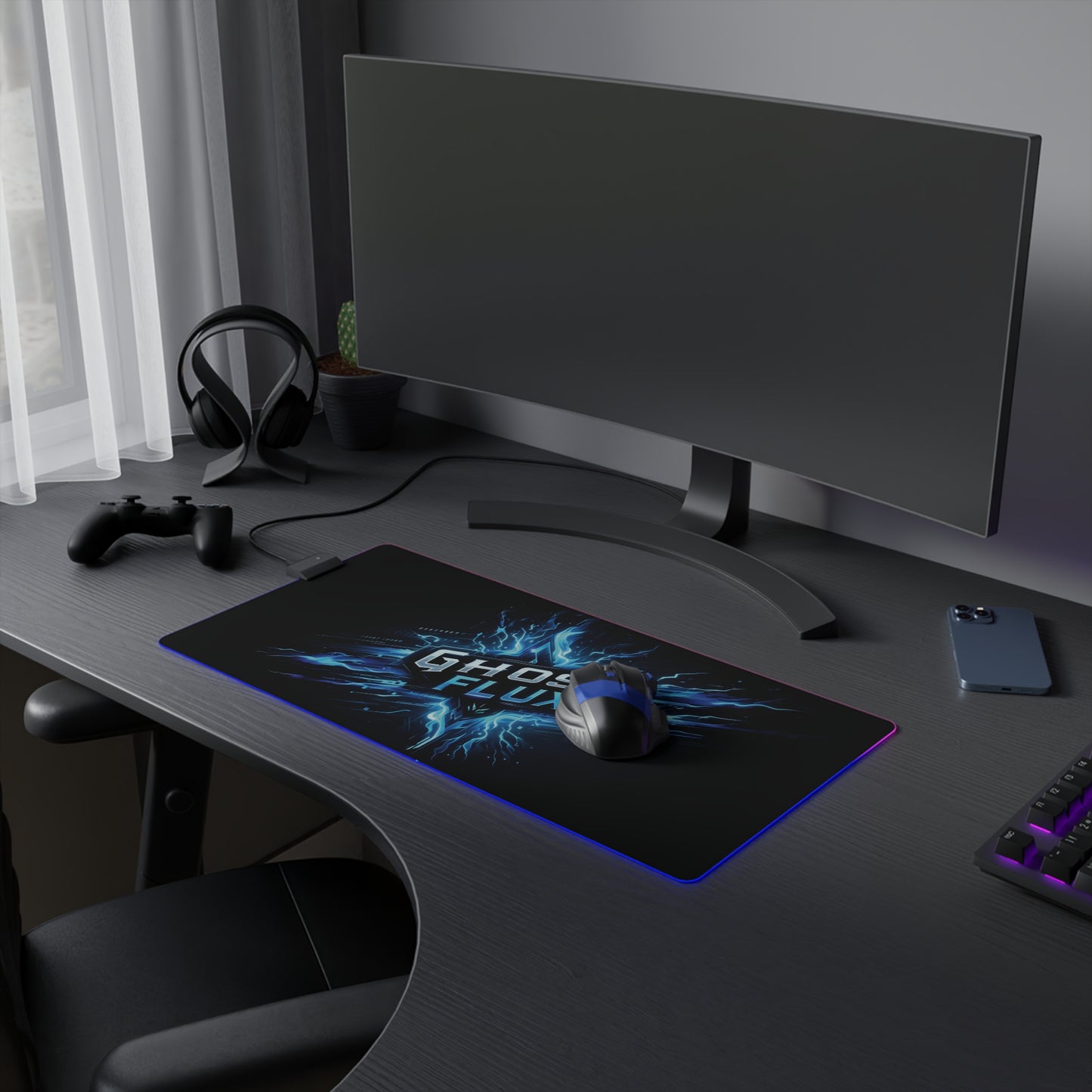 Lightning Strike | Ghost Flux Gaming Mousepad with RGB Lighting