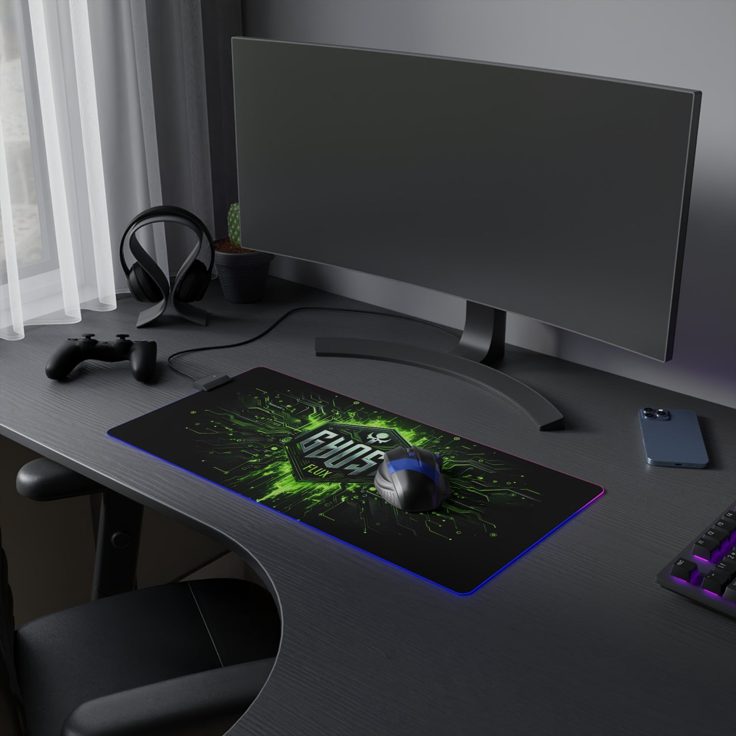 Cyberpunk Green Circuitry – Neon Circuit World RGB Mousepad