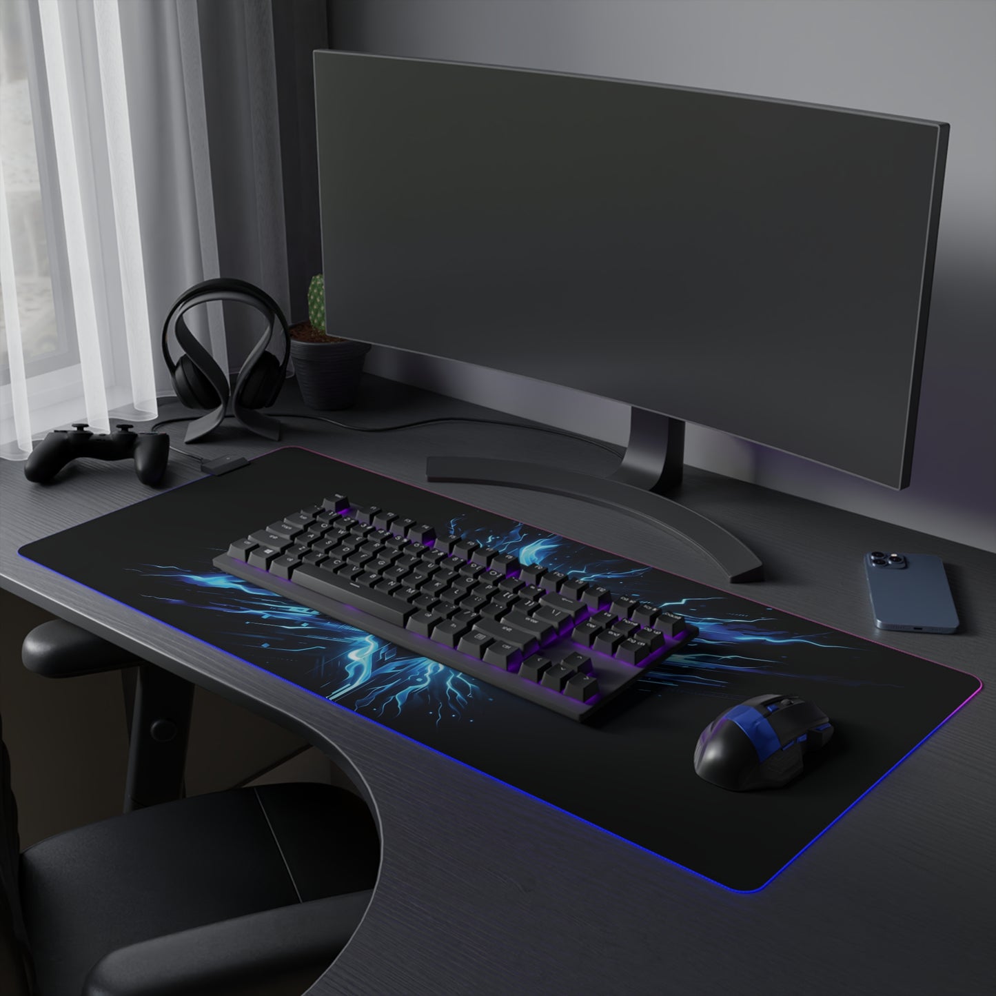 Lightning Strike | Ghost Flux Gaming Mousepad with RGB Lighting