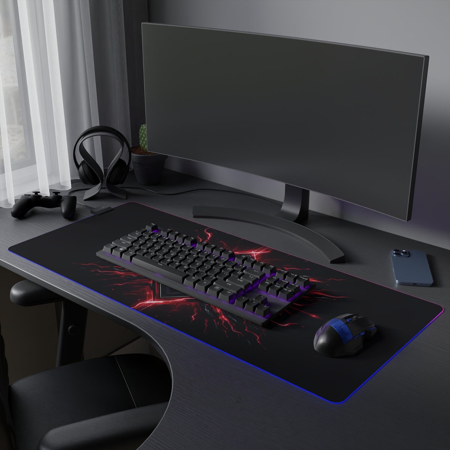 Crimson Electric Shock – Pulse of Power RGB Mousepad