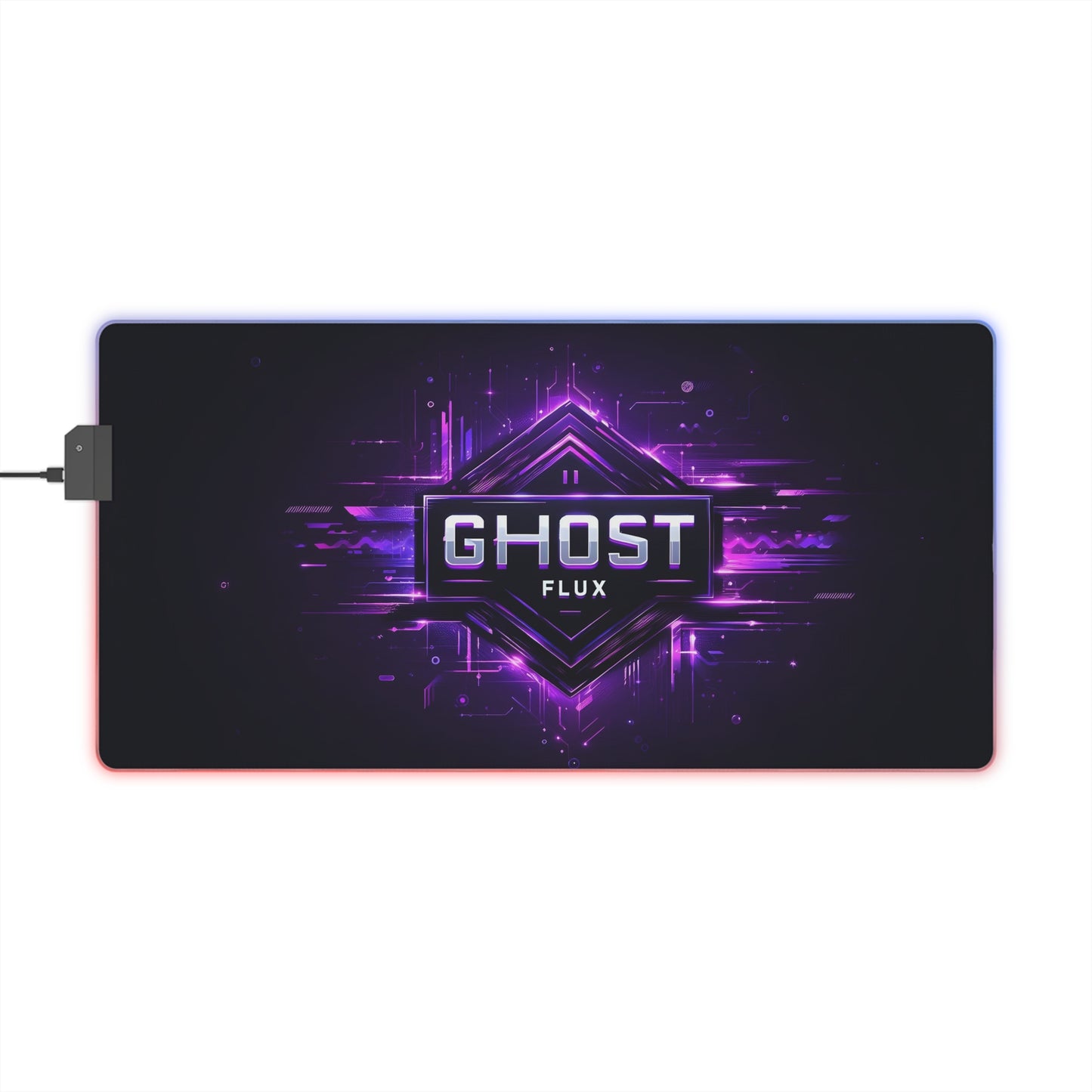 Neon Purple Glitch – Cyberpunk Energy Storm RGB Mousepad