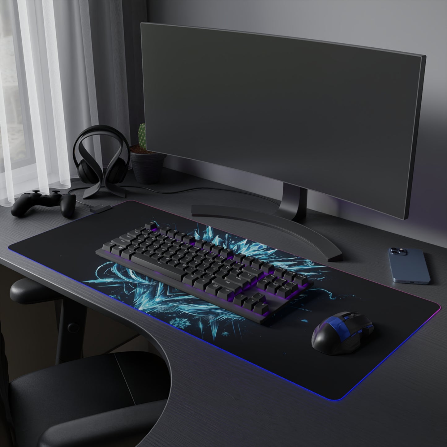 Ice Blue Tech Glow – Frozen Future RGB Mousepad