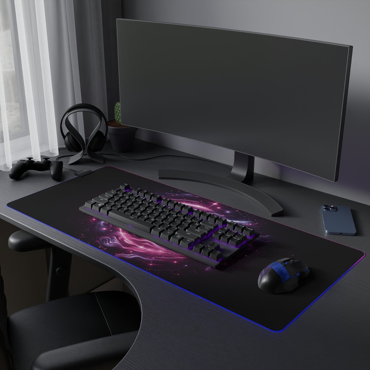 Nebula Nights – Ghost Flux LED Gaming Mousepad