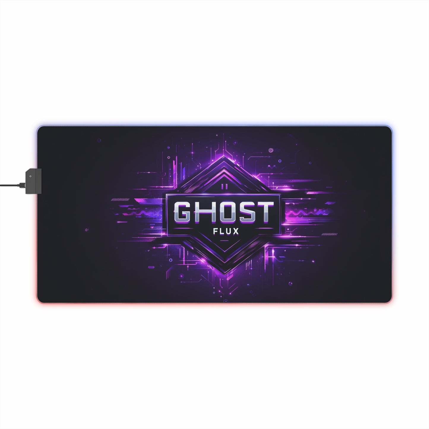 Neon Purple Glitch – Cyberpunk Energy Storm RGB Mousepad